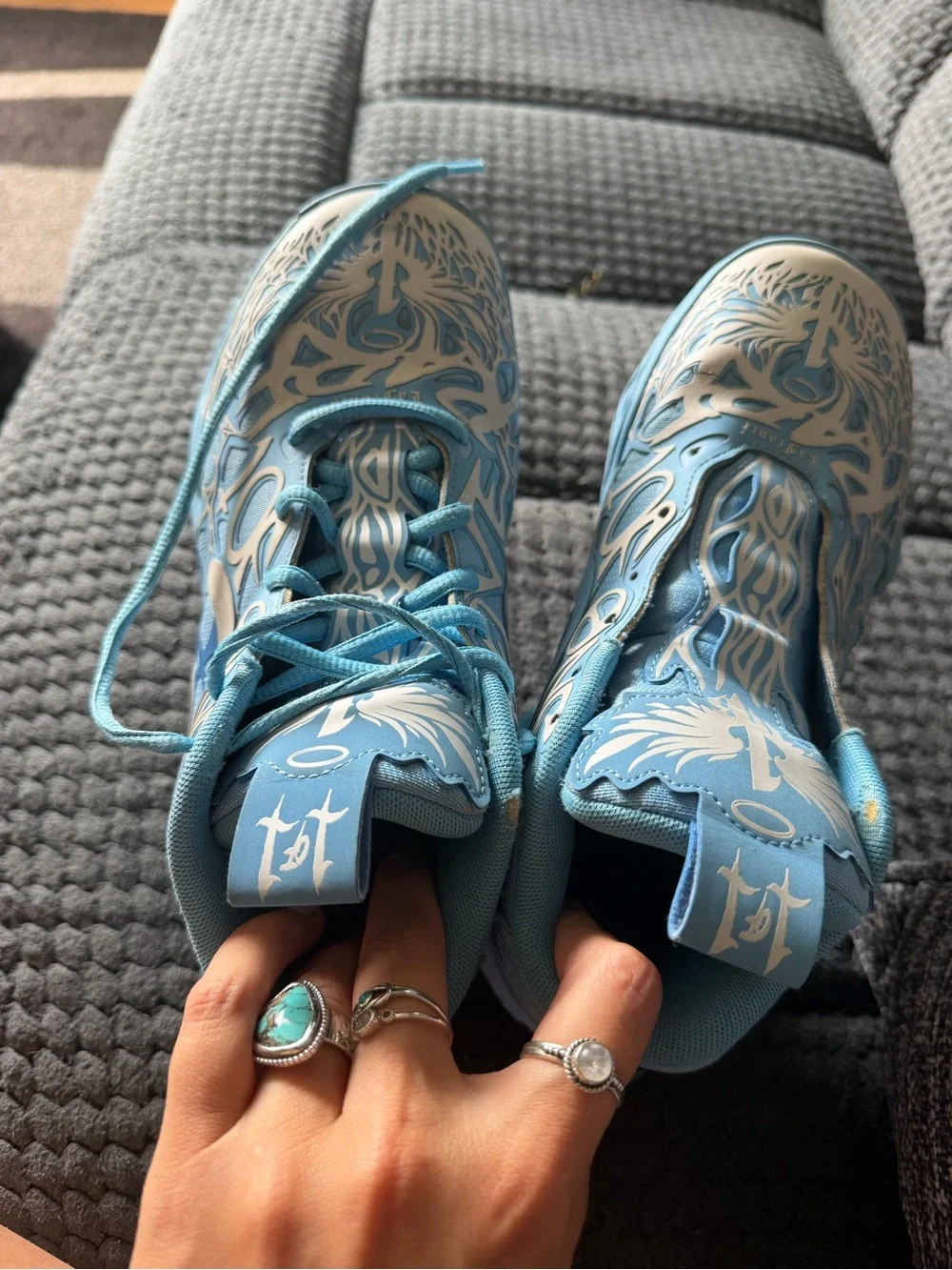 Kids Blue Graphic Athletic Shoes